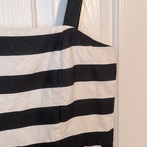 Anne Taylor LOFT Stripes Mini Dress with Straps BLACK and WHITE - Picture 3 of 3